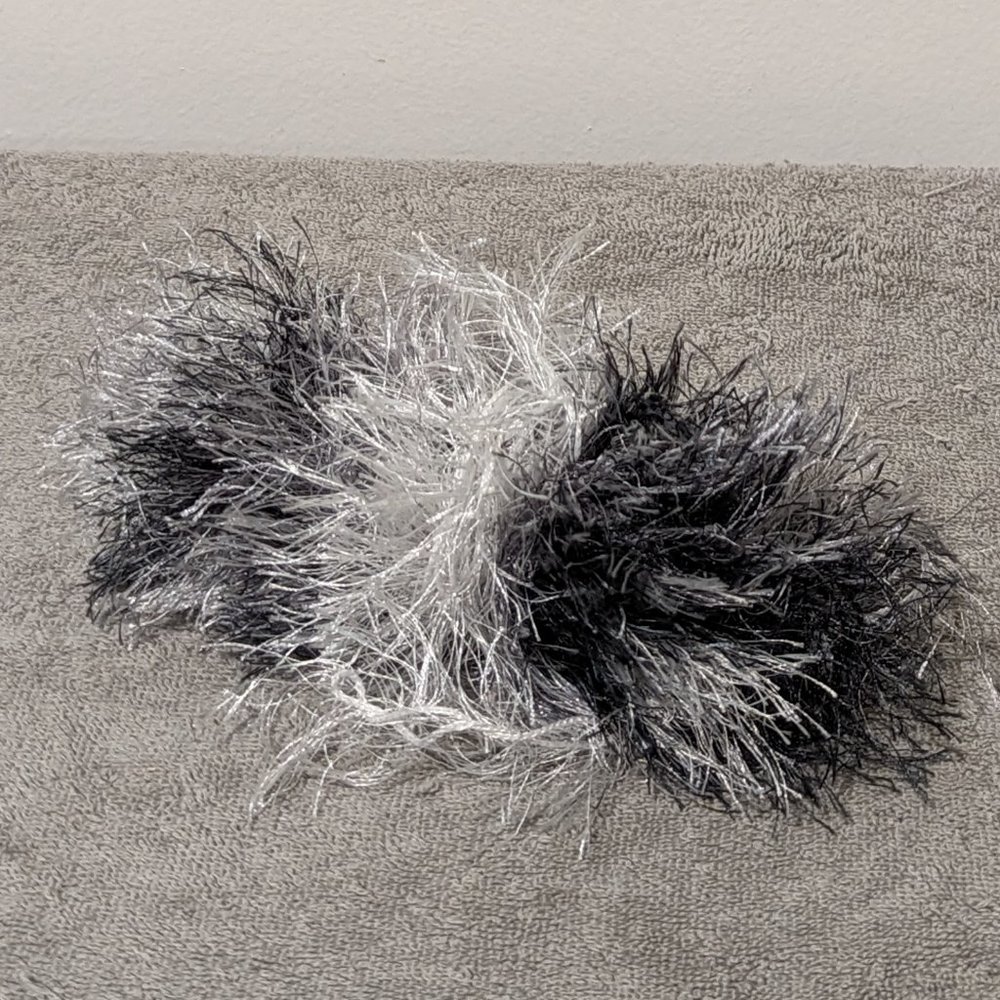 YARN Gray White Silver Shades Furry Fuzzy Soft Eyelash PARTIAL SKEIN